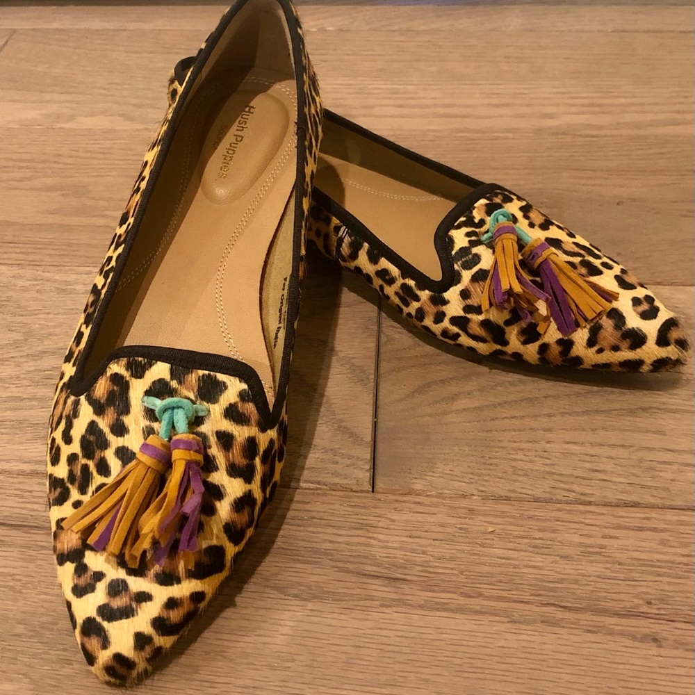 Hush Puppies Sadie Calf Hair Leopard Tassel Flats - New